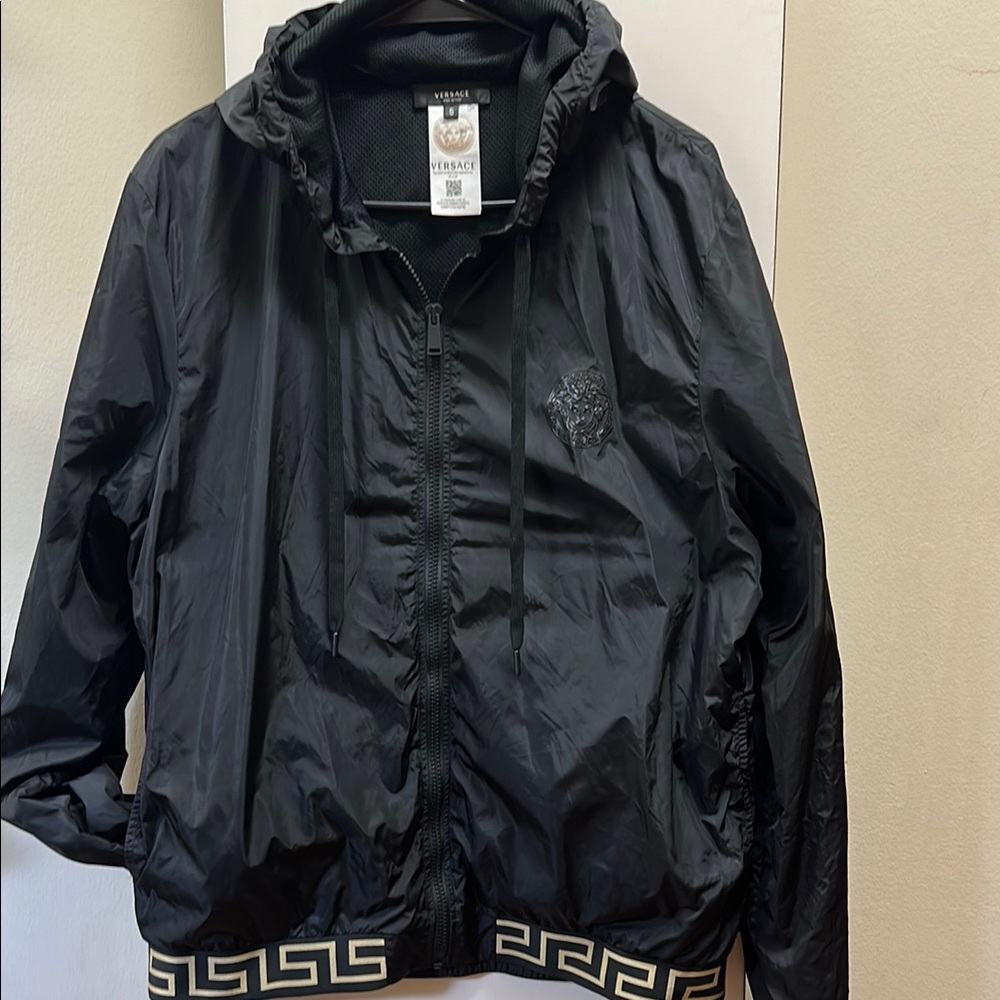 Versace Black Windbreaker with Hood medium